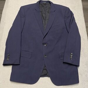 Hugo Boss Blazer Mens 46R Blue Slim Wool Reda Italy Subtle‎ Stripe Sport Coat
